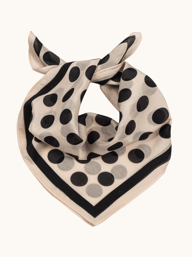 Small cotton scarf with mulberry silk gavroche cream pea 53cm x53cm image 4