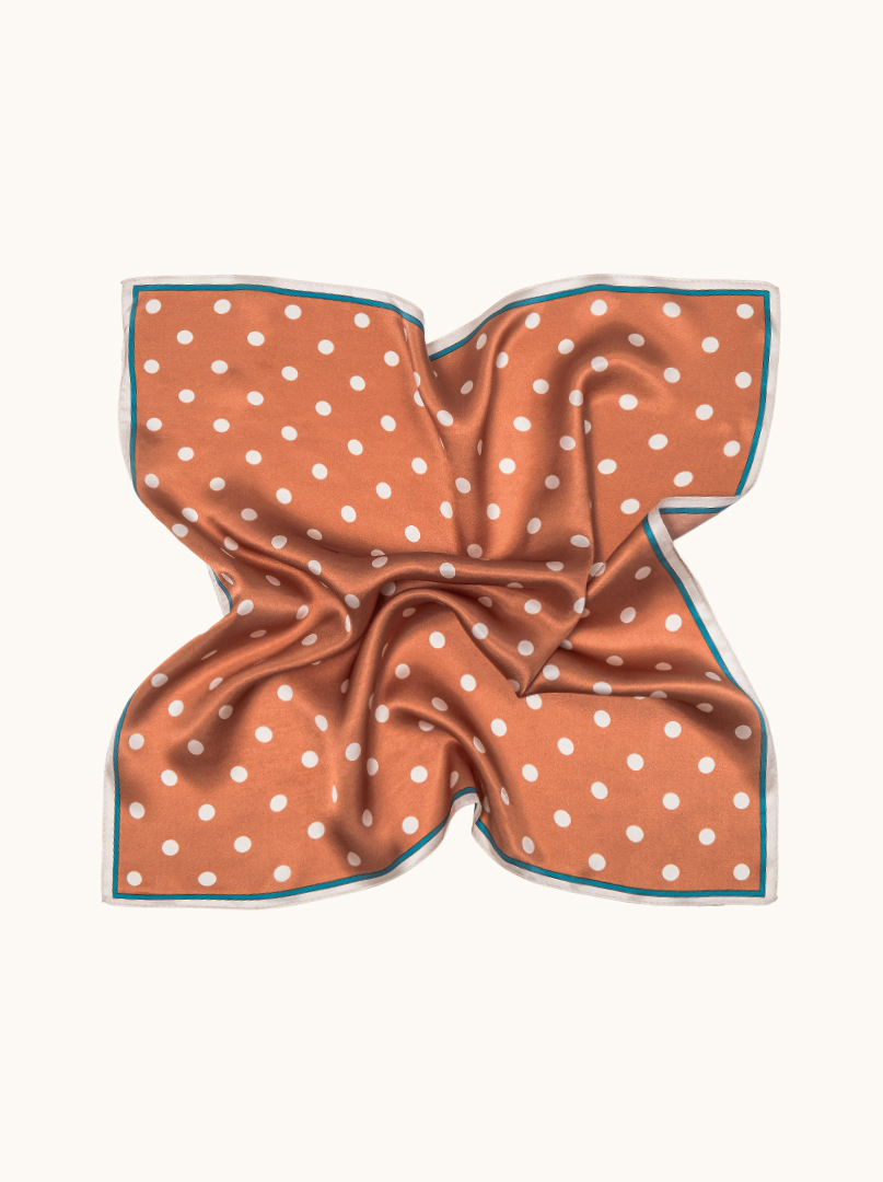 Small silk gavroshka scarf caramel pea 53cm x53cm image 3