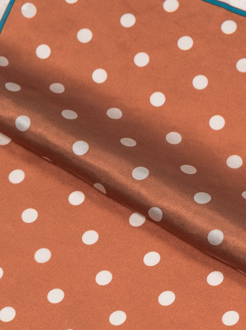 Small silk gavroshka scarf caramel pea 53cm x53cm image 4
