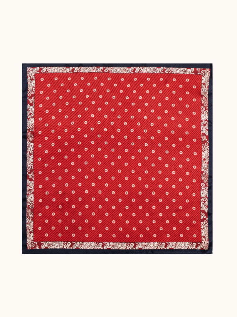 Small red silk scarf with paisley and peas 53cm x53cm image 2