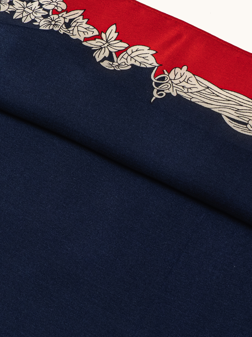 Small navy blue silk scarf with floral twist 53cm x53cm image 1