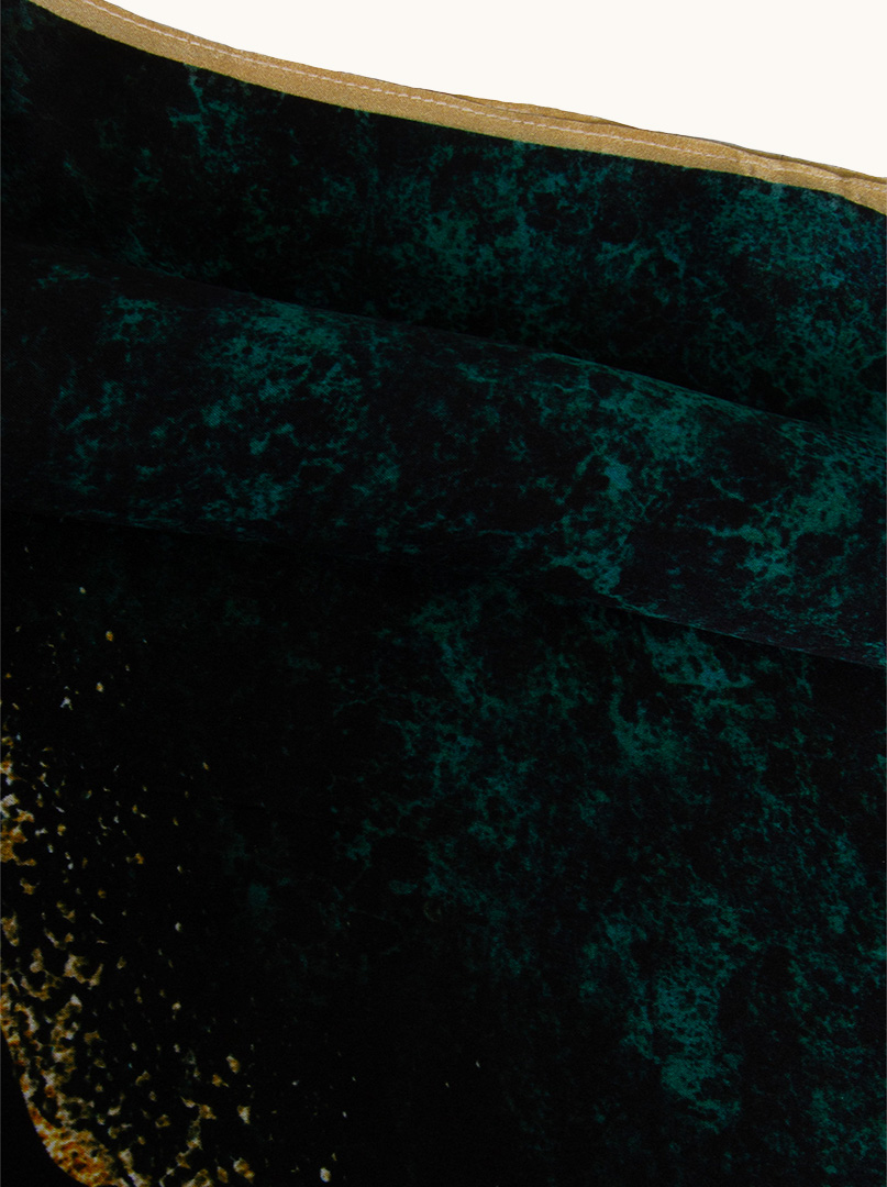 Small silk gavroche scarf in shades of malachite and gold 53cm x 53cm image 4