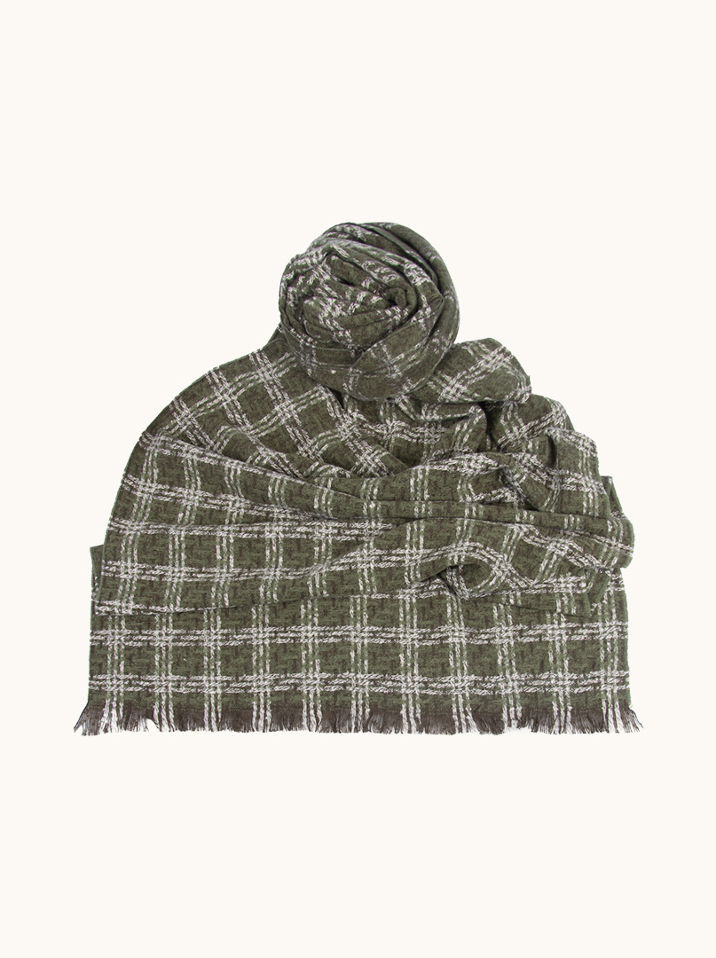 Warm green checkered scarf 200cm x 70cm image 1