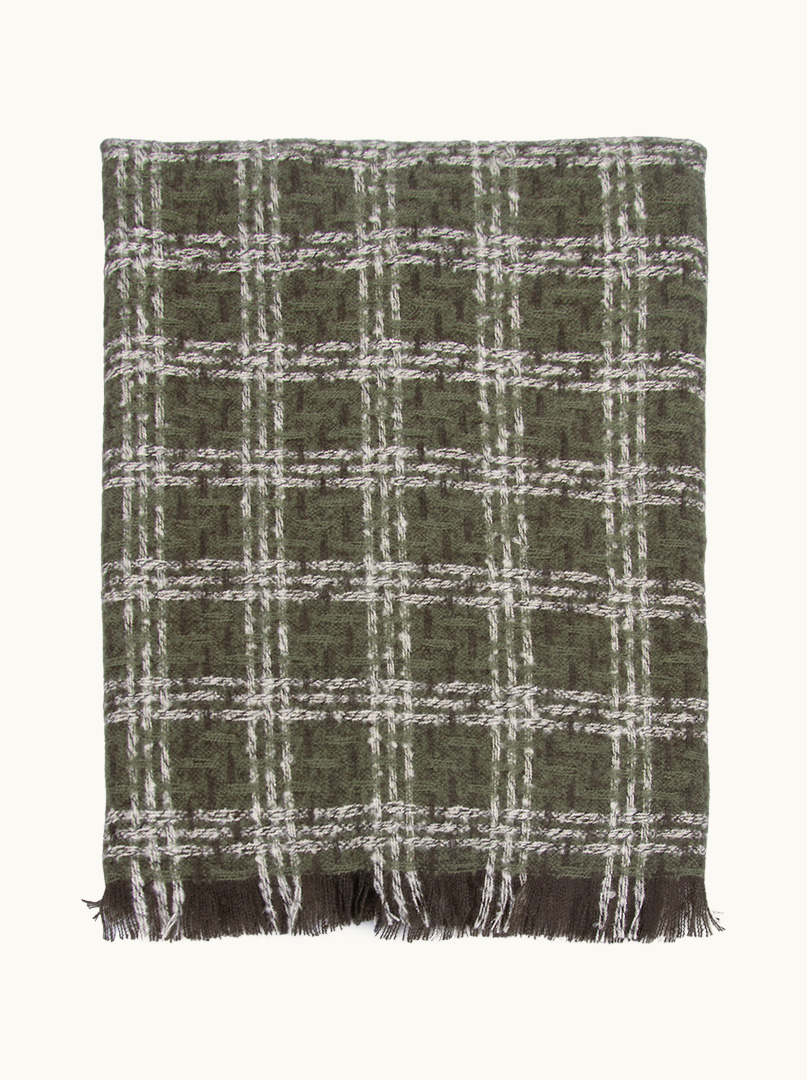 Warm green checkered scarf 200cm x 70cm image 2