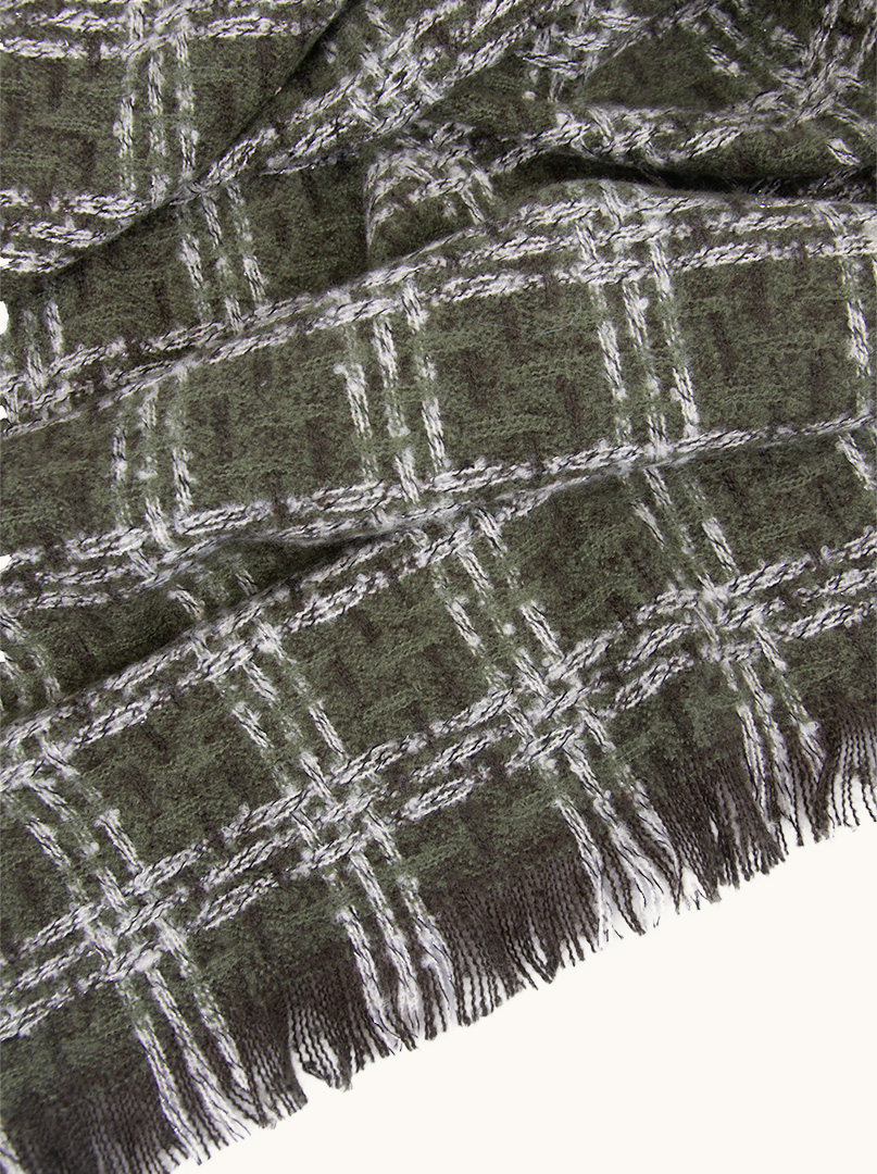 Warm green checkered scarf 200cm x 70cm image 3