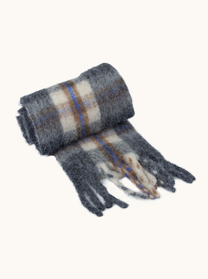 Checked scarf with tassels 40cm x200cm image 2