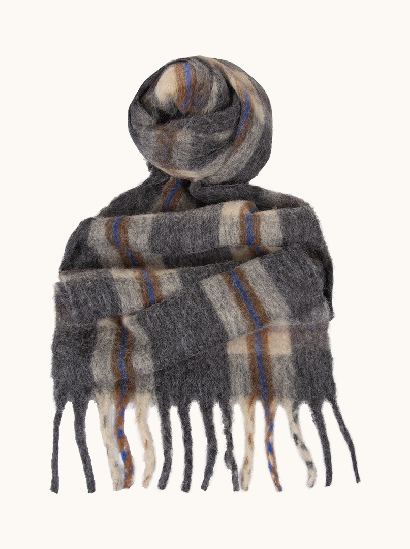 Checked scarf with tassels 40cm x200cm image 1