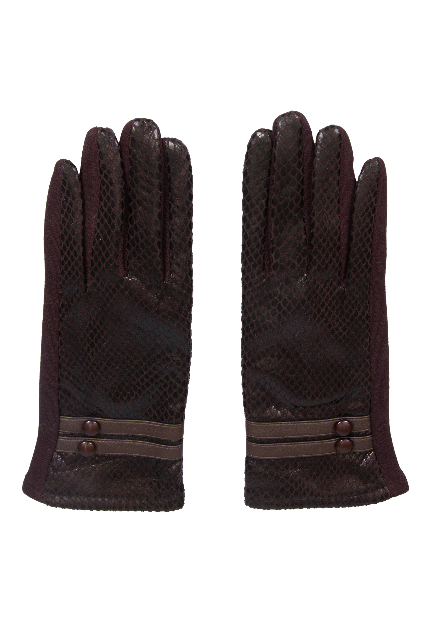 Dark brown gloves imitating snake skin image 1