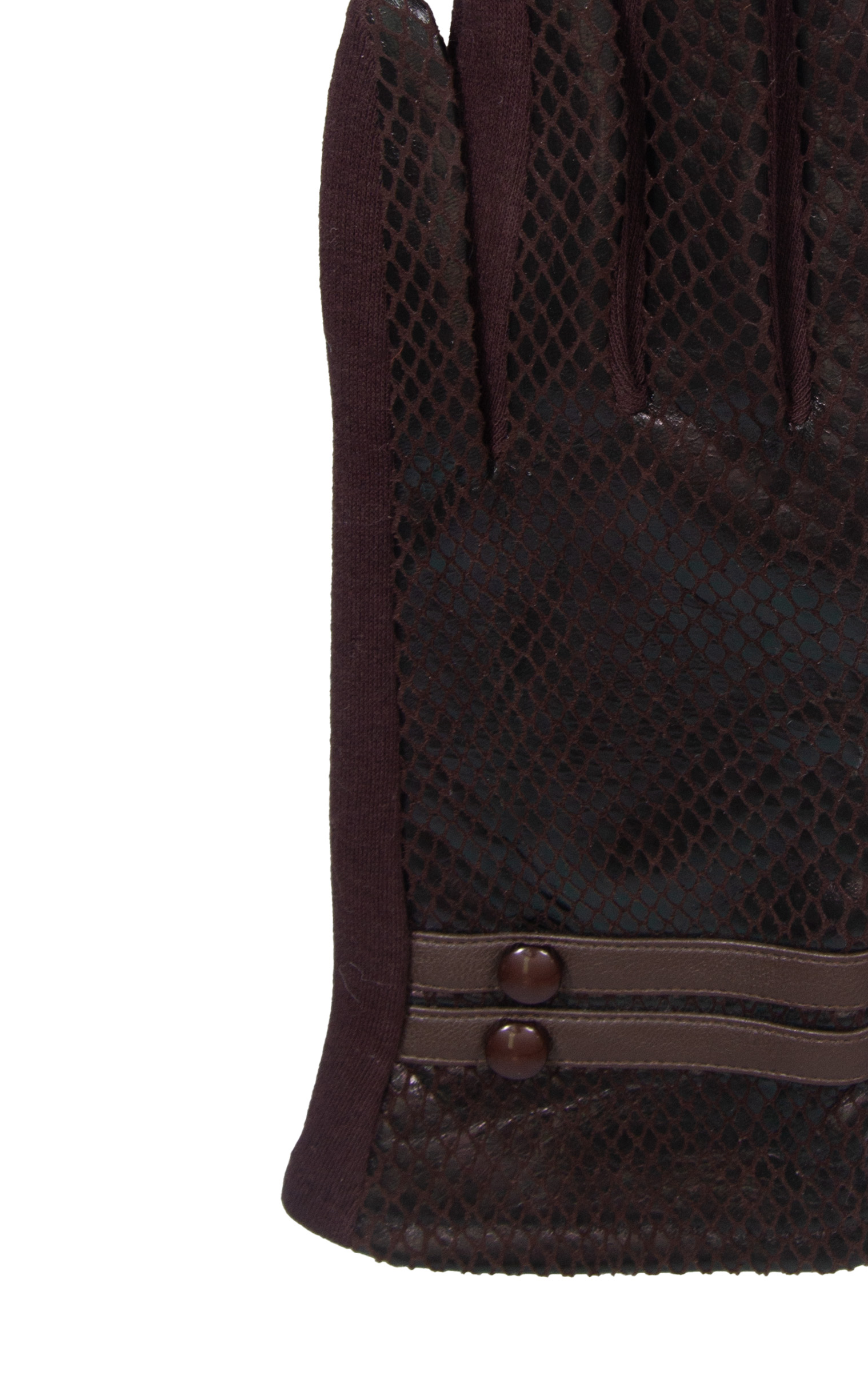 Dark brown gloves imitating snake skin image 2