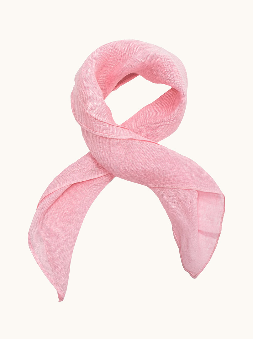Light linen scarf with fringes, salmon, 55cm x 180cm image 2