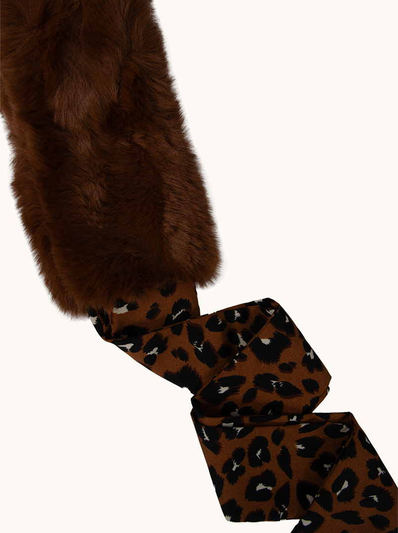 Brown fur panther collar scarf image 1