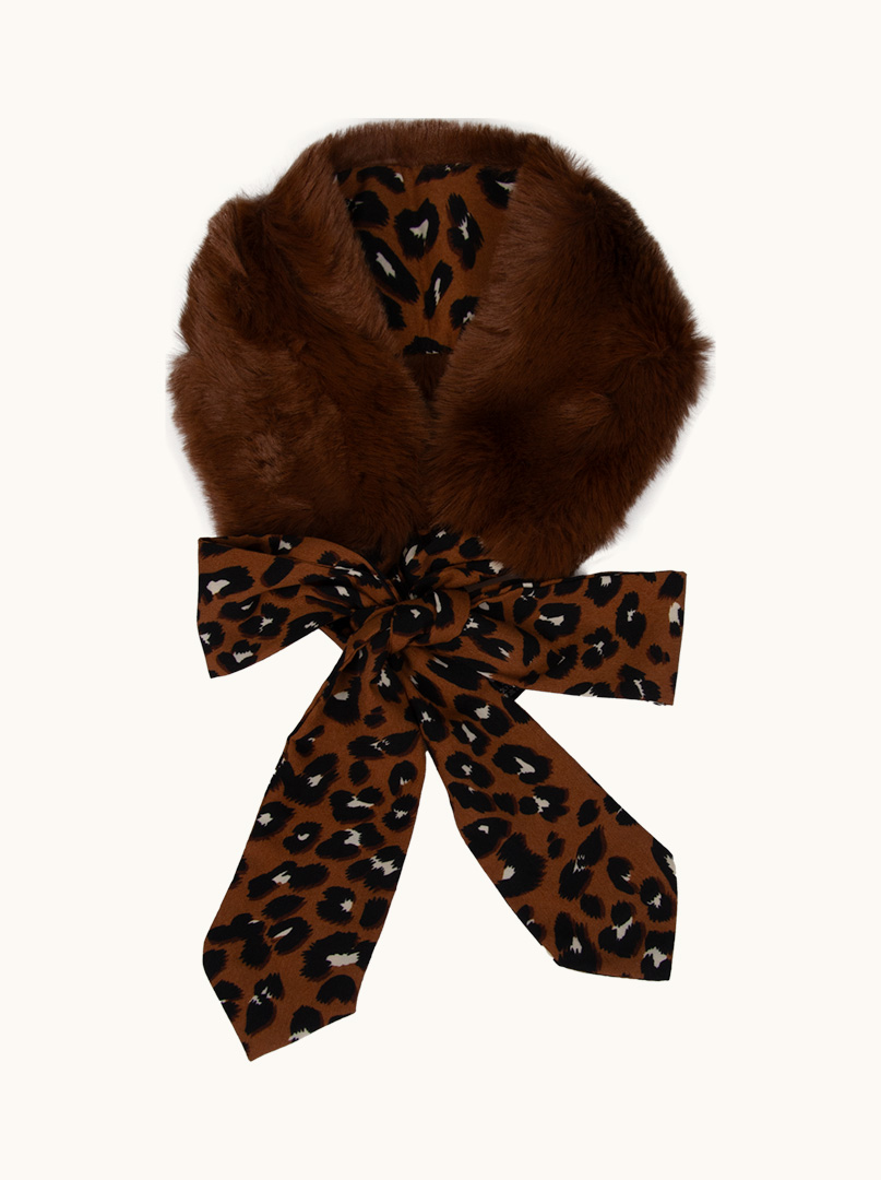 Brown fur panther collar scarf image 2