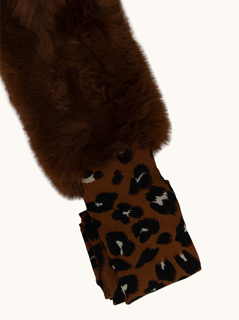 Brown fur panther collar scarf image 3