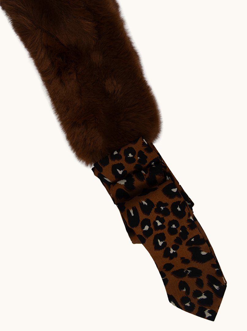 Brown fur panther collar scarf image 4