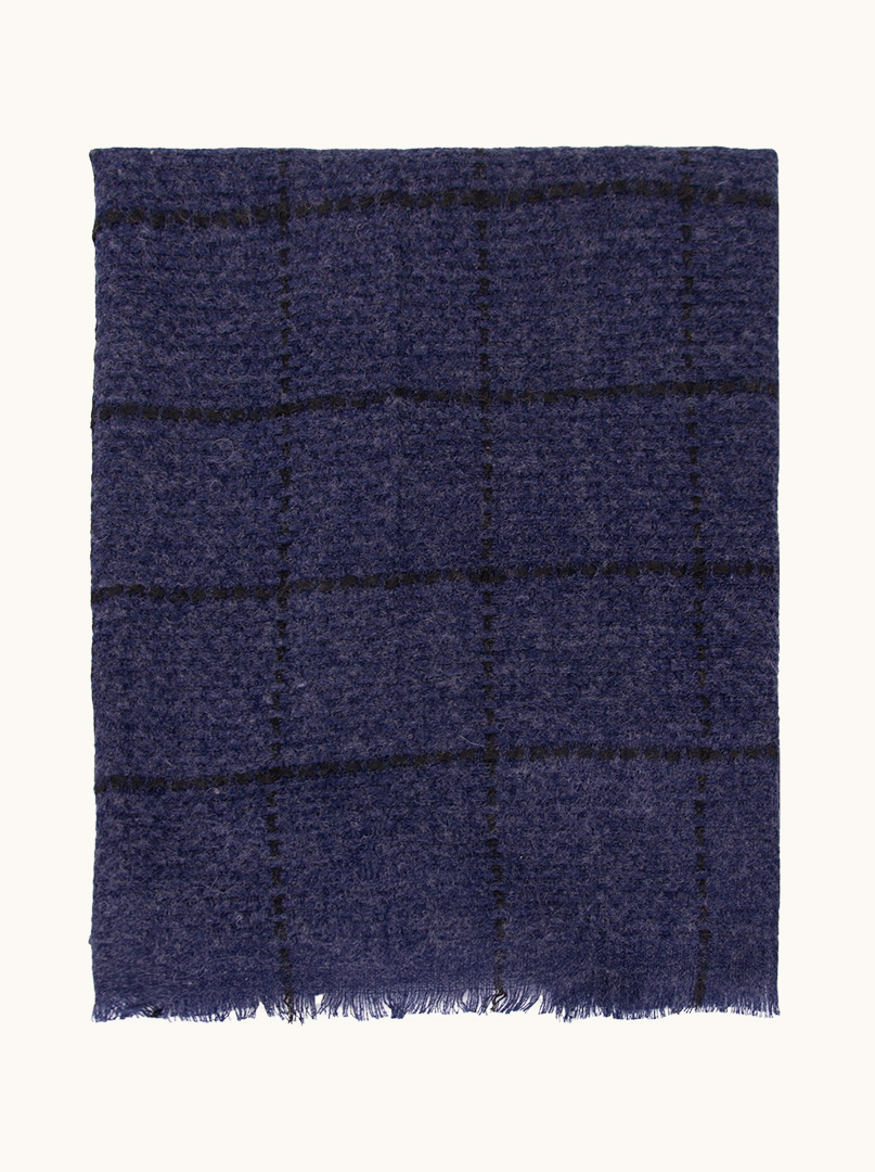 Navy blue check scarf 80cm x 200cm image 2