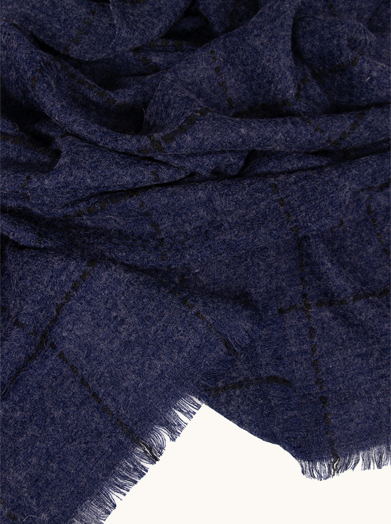 Navy blue check scarf 80cm x 200cm image 4