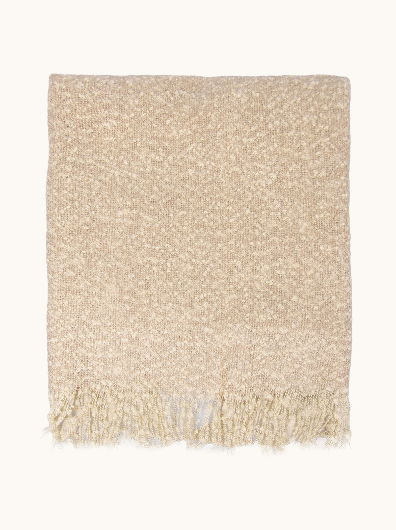 Warm beige scarf with decorative fringes, 50 cm x 200 cm image 2