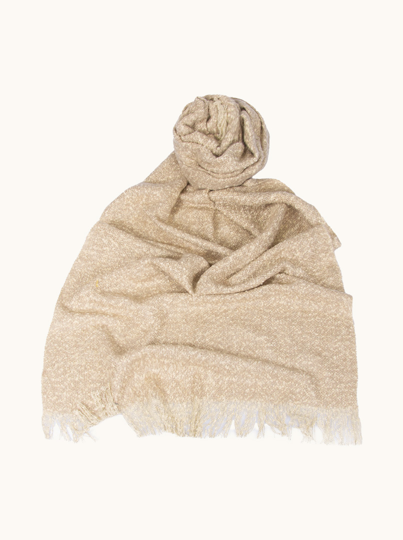 Warm beige scarf with decorative fringes, 50 cm x 200 cm image 1