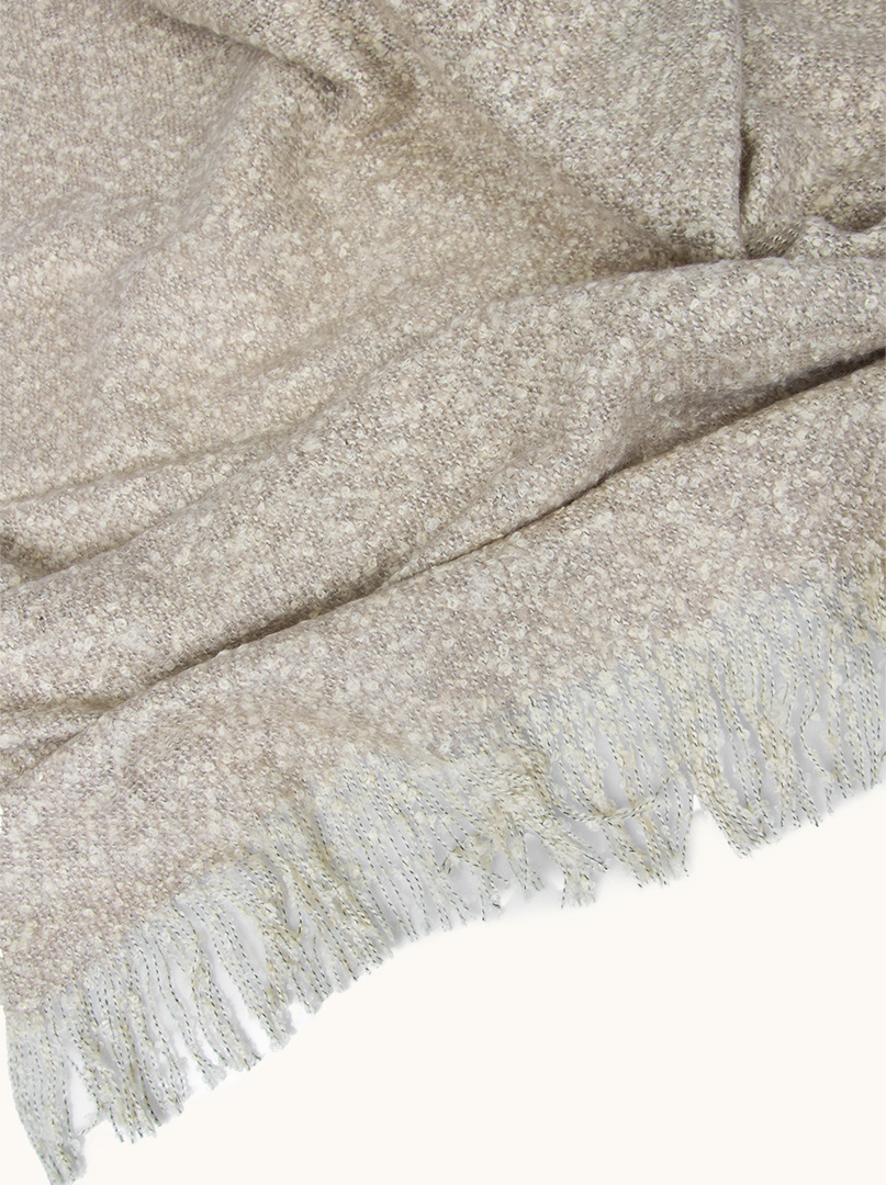 Warm beige scarf with decorative fringes, 50 cm x 200 cm image 4