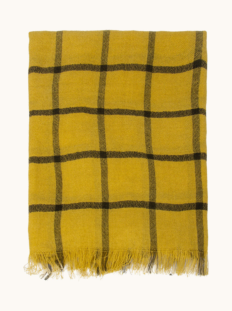 Warm yellow checkered scarf, 70cm x 210cm image 2