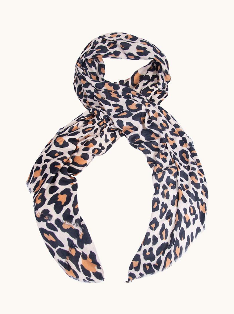 Scarf 100% viscose in black and brown leopard print 90 cm x 180 cm image 1