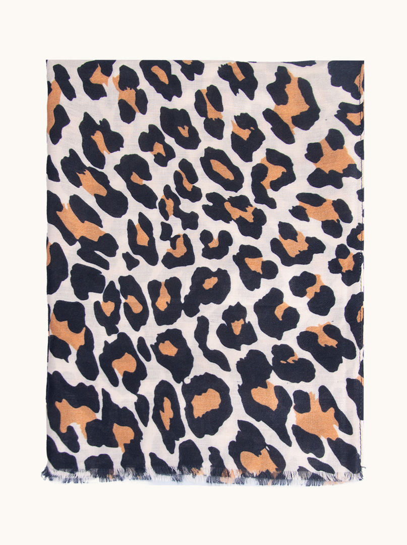 Scarf 100% viscose in black and brown leopard print 90 cm x 180 cm image 2