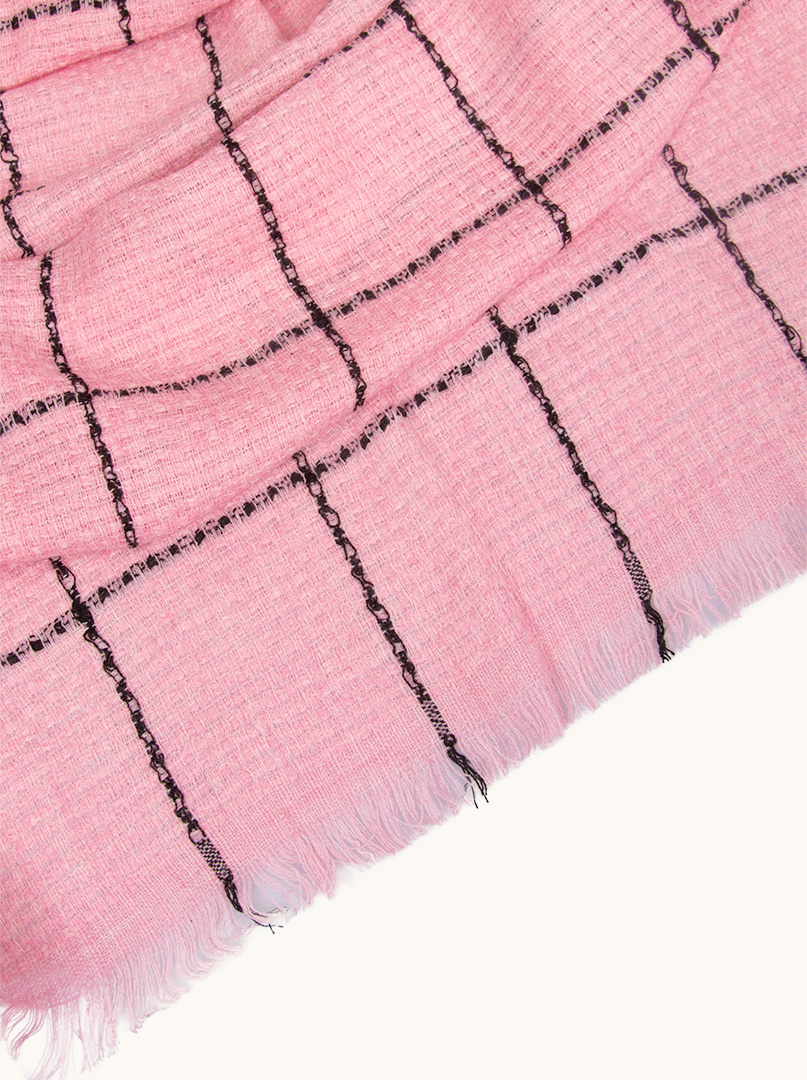 Pink checkered scarf 200cm x 80cm image 4