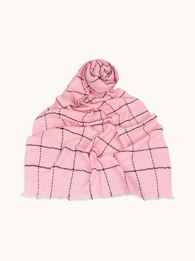 Pink checkered scarf 200cm x 80cm image 1