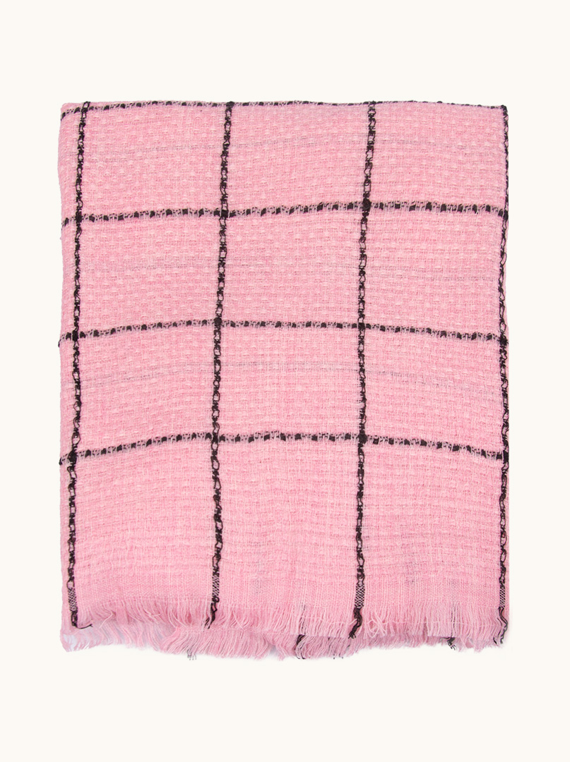 Pink checkered scarf 200cm x 80cm image 2