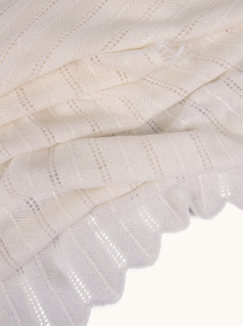 Exclusive cashmere shawl white 60 cm x 220 cm PREMIUM image 2