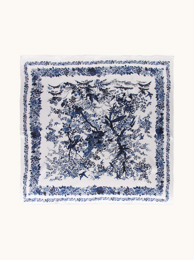 Brown silk scarf with geometric patterns 68cm x 68cm - Allora image 3