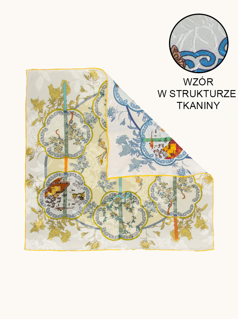 Double-sided silk scarf Lemon Garden 68cm x 68cm image 4