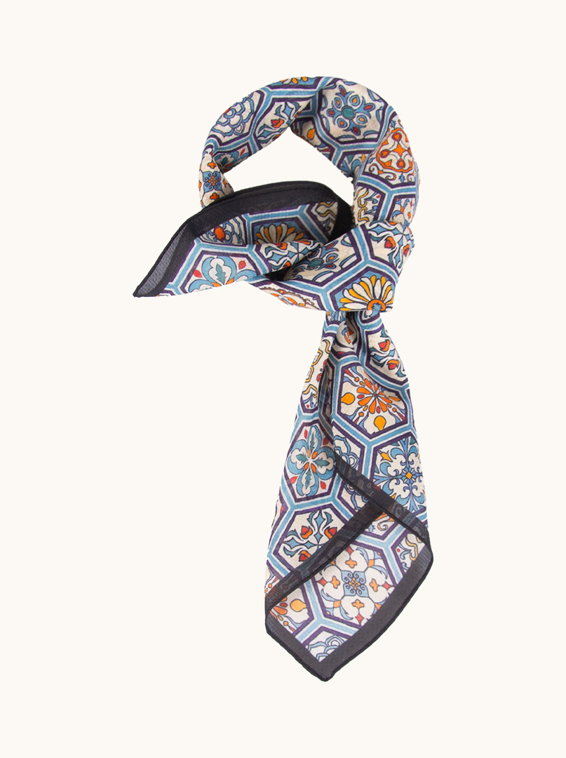 Mulberry silk scarf with cotton in mosaic 65cm x 65cm image 1