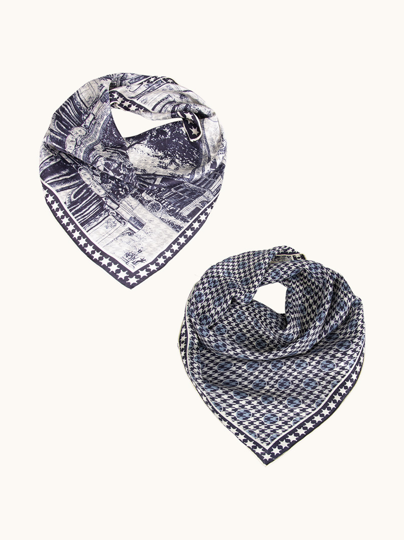Large double sided silk scarf with embossed and retro design 68cm x 68cm image 4