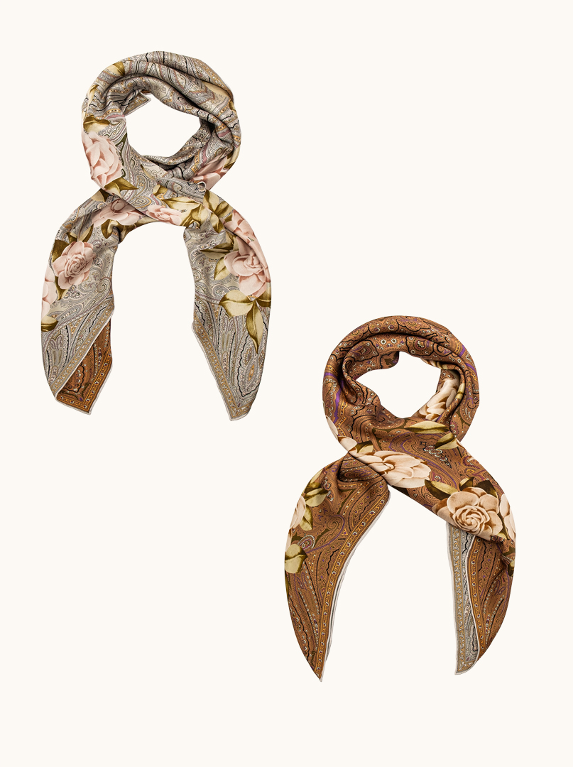 Large silk scarf ROSA DI SERA 110x110 cm PREMIUM image 3