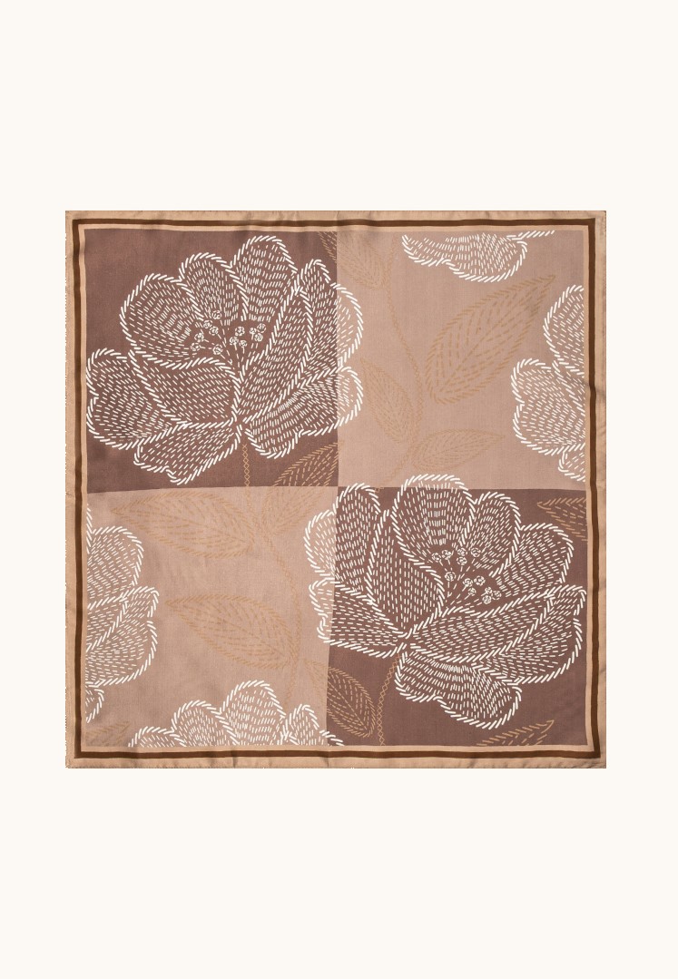 Silk scarf in warm beige, 65x65 cm image 2