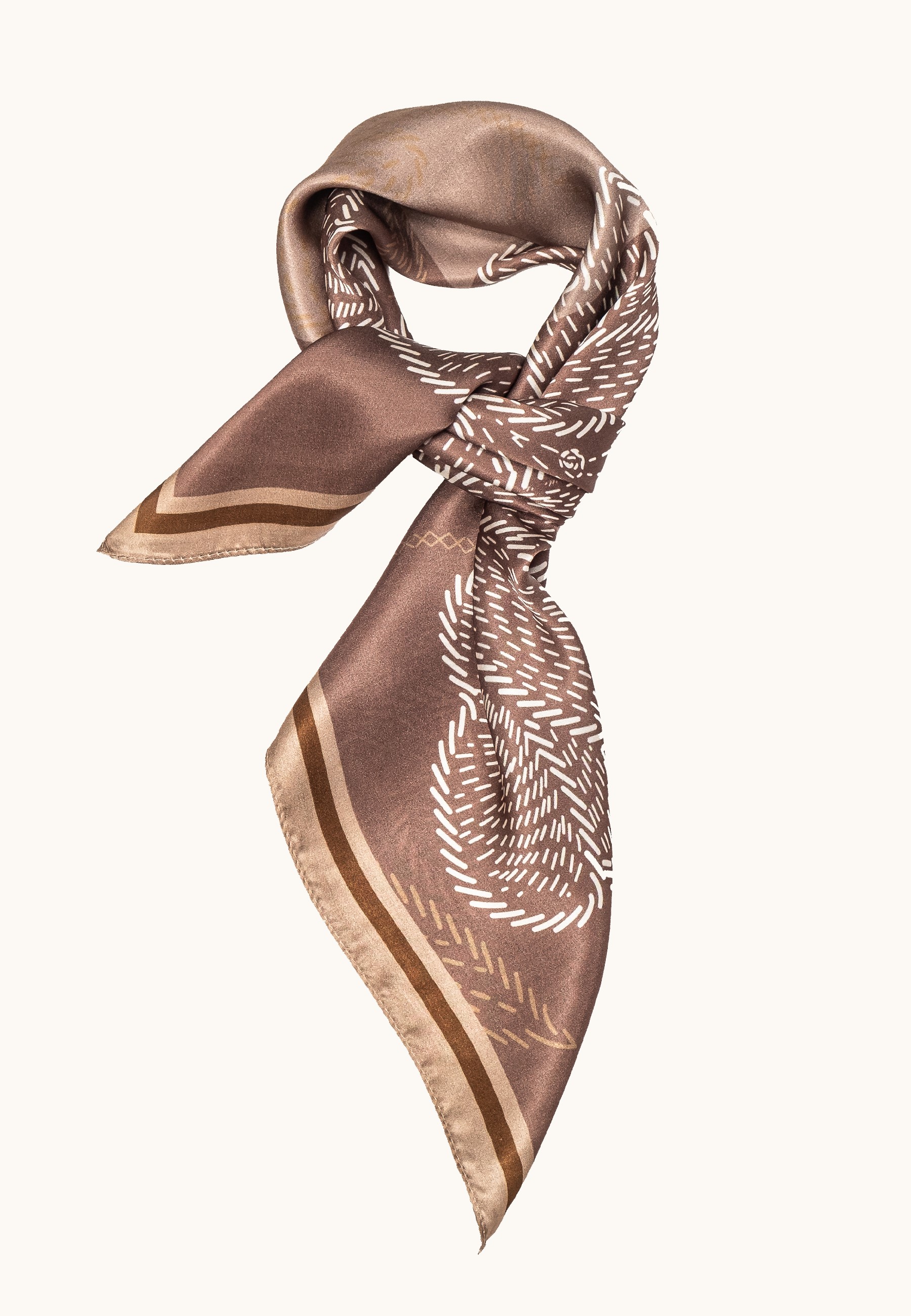 Silk scarf in warm beige, 65x65 cm image 1