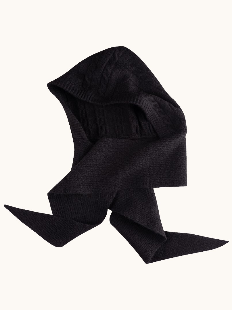 Black hoodie with long wool scarf image 4