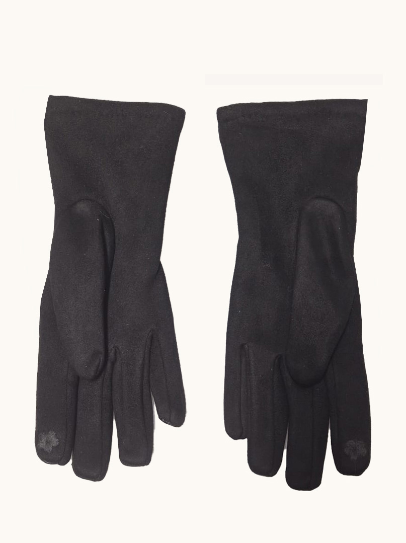 Women's knitted gloves, quilted, elegant, black image 3