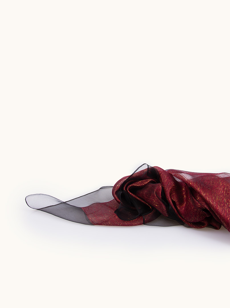 Burgundy evening scarf with shiny thread, 72cm x 190cm image 3