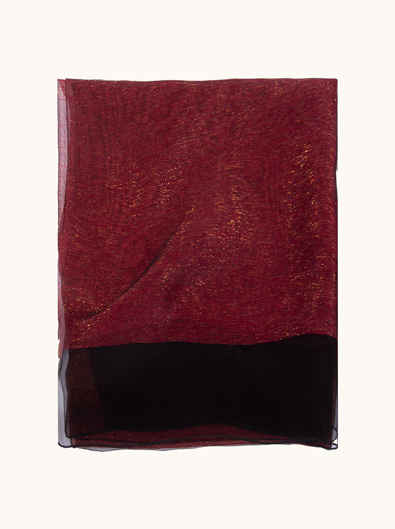 Burgundy evening scarf with shiny thread, 72cm x 190cm image 2