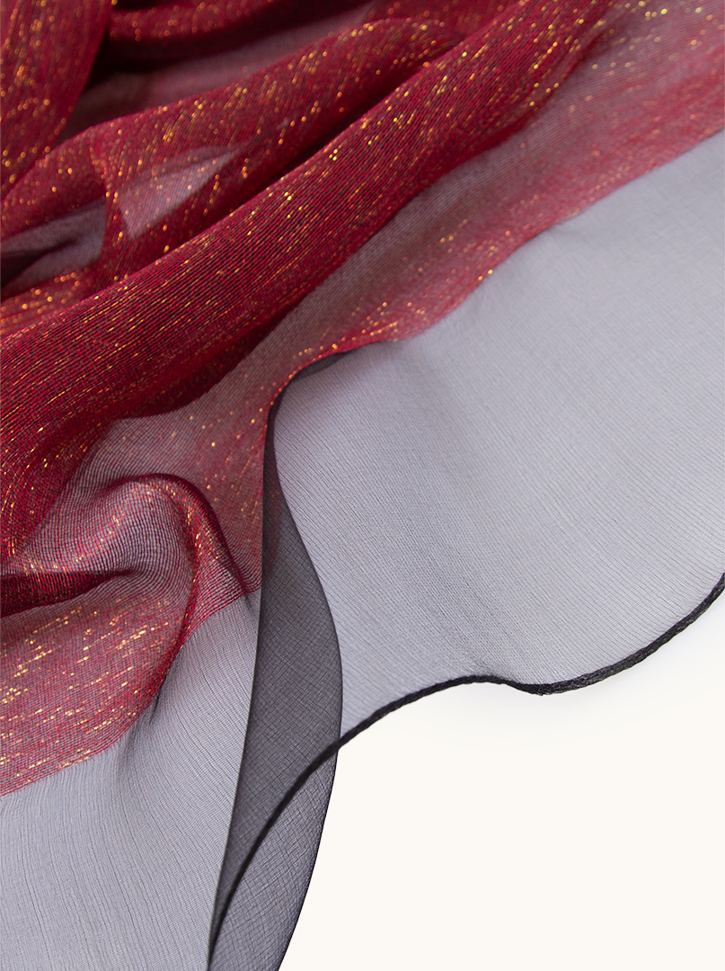 Burgundy evening scarf with shiny thread, 72cm x 190cm image 4