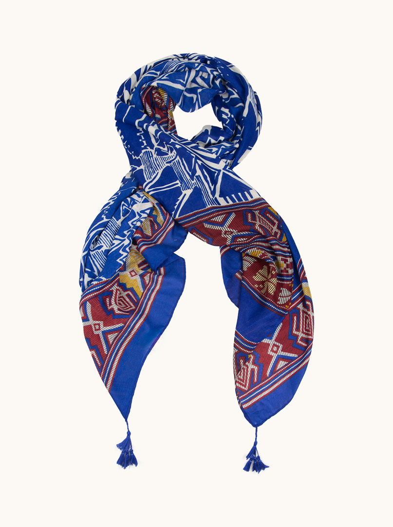 Boho style scarf with geometric shapes 90 cm x 200 cm image 1