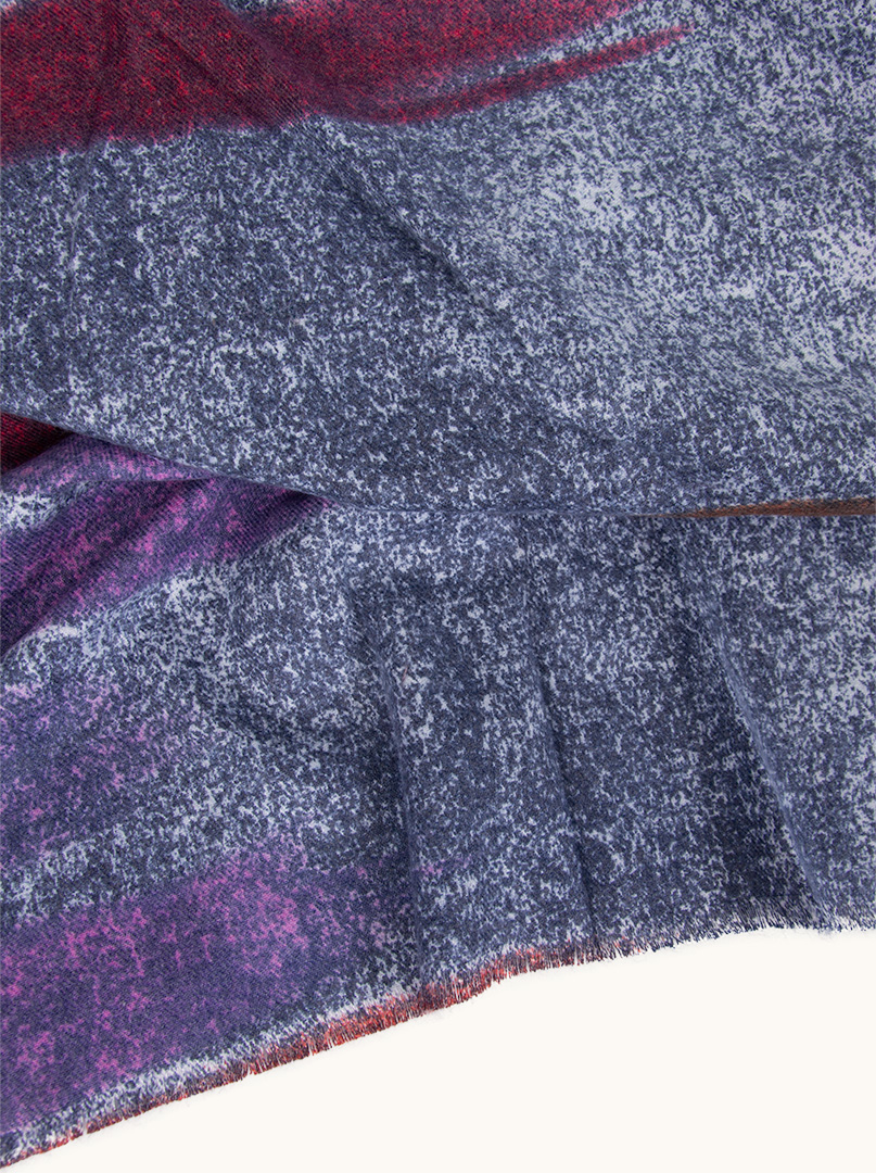 Blue warm scarf with wool in colorful stripes 70 cm x 190 cm. image 4