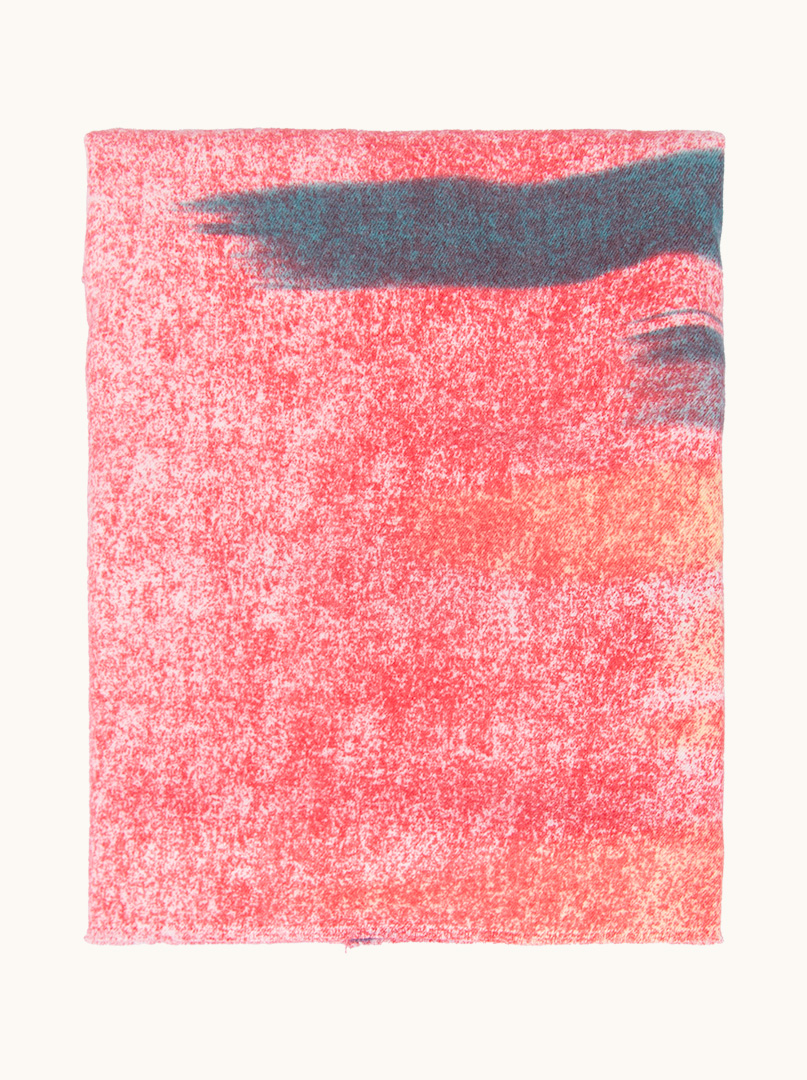 Red warm scarf with wool in colorful stripes 70 cm x 190 cm image 2