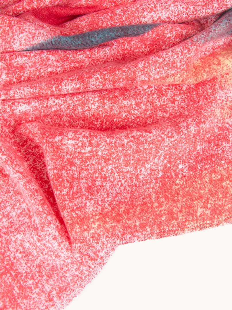 Red warm scarf with wool in colorful stripes 70 cm x 190 cm image 4