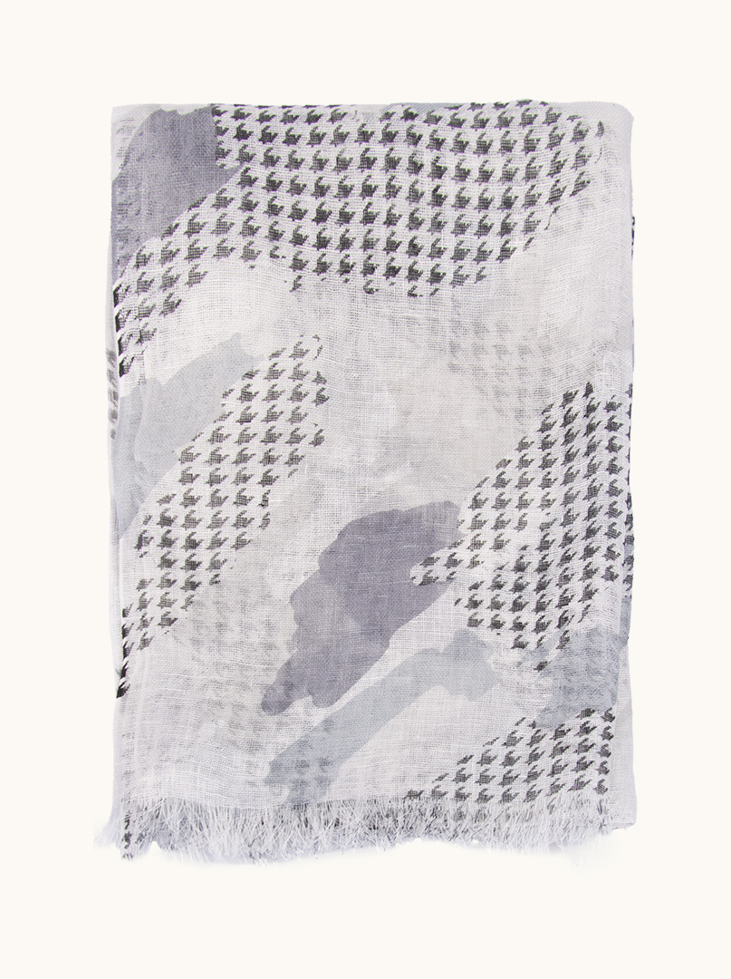 Openwork linen scarf in houndstooth pattern 60cm x 180cm. image 2