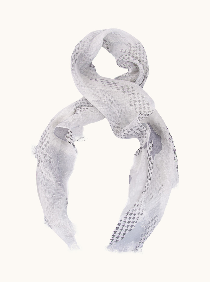 Openwork linen scarf in houndstooth pattern 60cm x 180cm. image 1