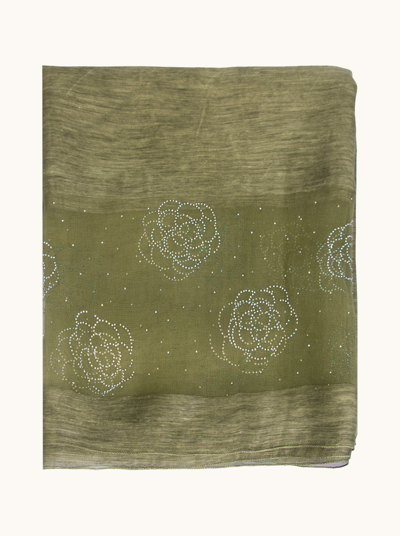 Evening silk scarf with decorative appliqué 90 cm x 180 cm. image 2