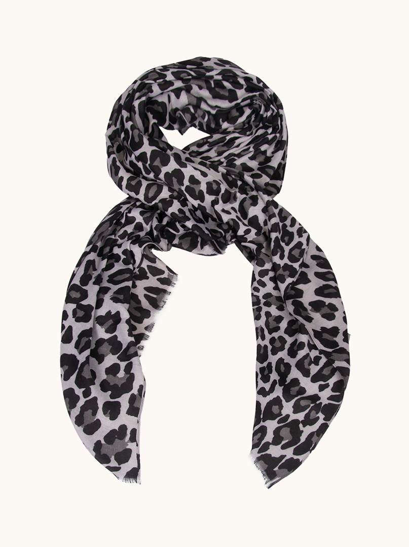 Viscose scarf with animal motif in graphite spots 90cm x 180cm image 1